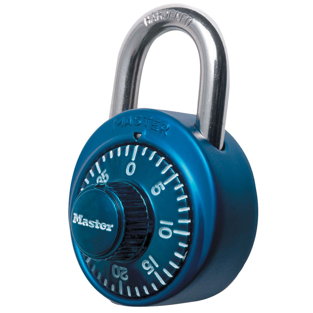 1-7/8in (48mm) Wide Combination Dial Padlock with Aluminum Cover; Blue