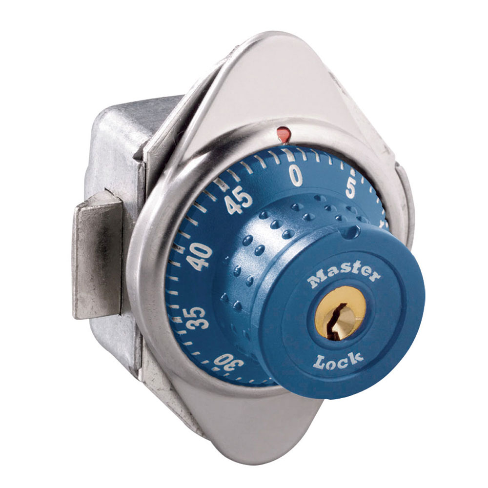 Built-In Combination Lock for with Blue Metal Dial Single Point Latch Lockers - Hinged on Right