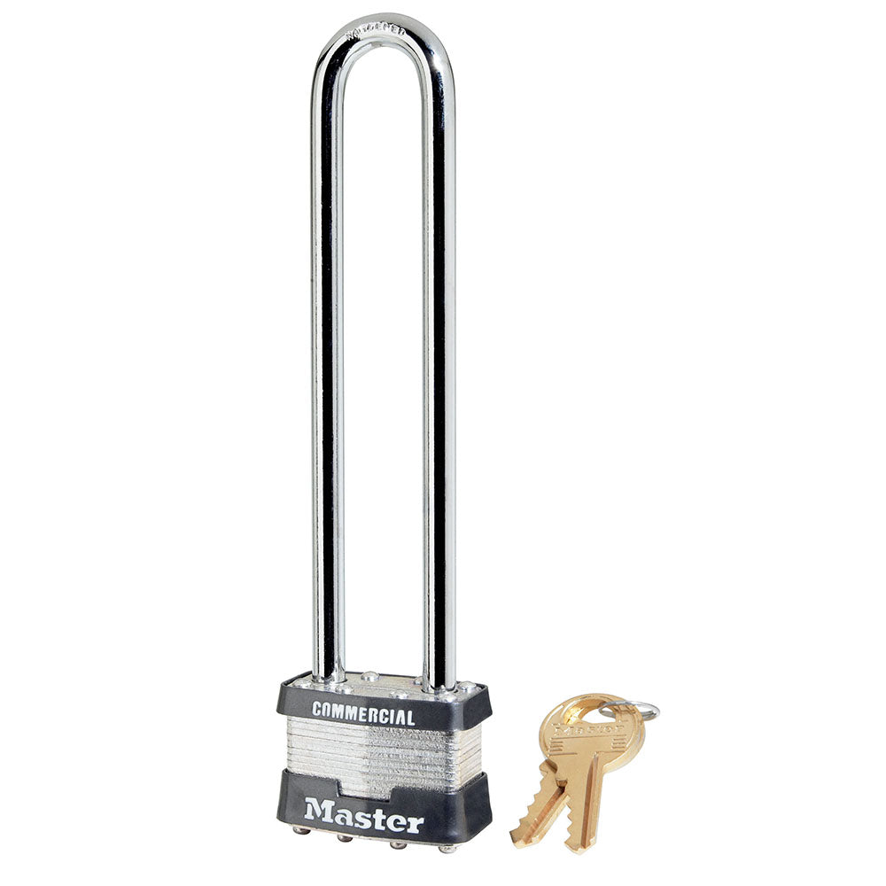 1-3/4in (44mm) Wide Laminated Steel Pin Tumbler Padlock with 5-3/4in (15cm) Shackle, Keyed Alike
