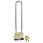 1-3/4in (44mm) Wide Laminated Brass Pin Tumbler Padlock with 5-3/4in (15cm) Shackle, Keyed Alilke