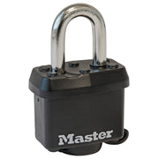 1-9/16in (40mm) Wide Covered Laminated Steel Pin Tumbler Padlock, Black, Keyed Alike
