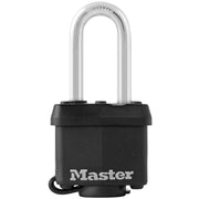 1-9/16in (40mm) Wide Covered Laminated Steel Pin Tumbler Padlock, Black, with 2in (51mm) Shackle, Keyed Alike