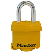 1-9/16in (40mm) Wide Covered Laminated Steel Pin Tumbler Padlock, Yellow, Keyed Alike