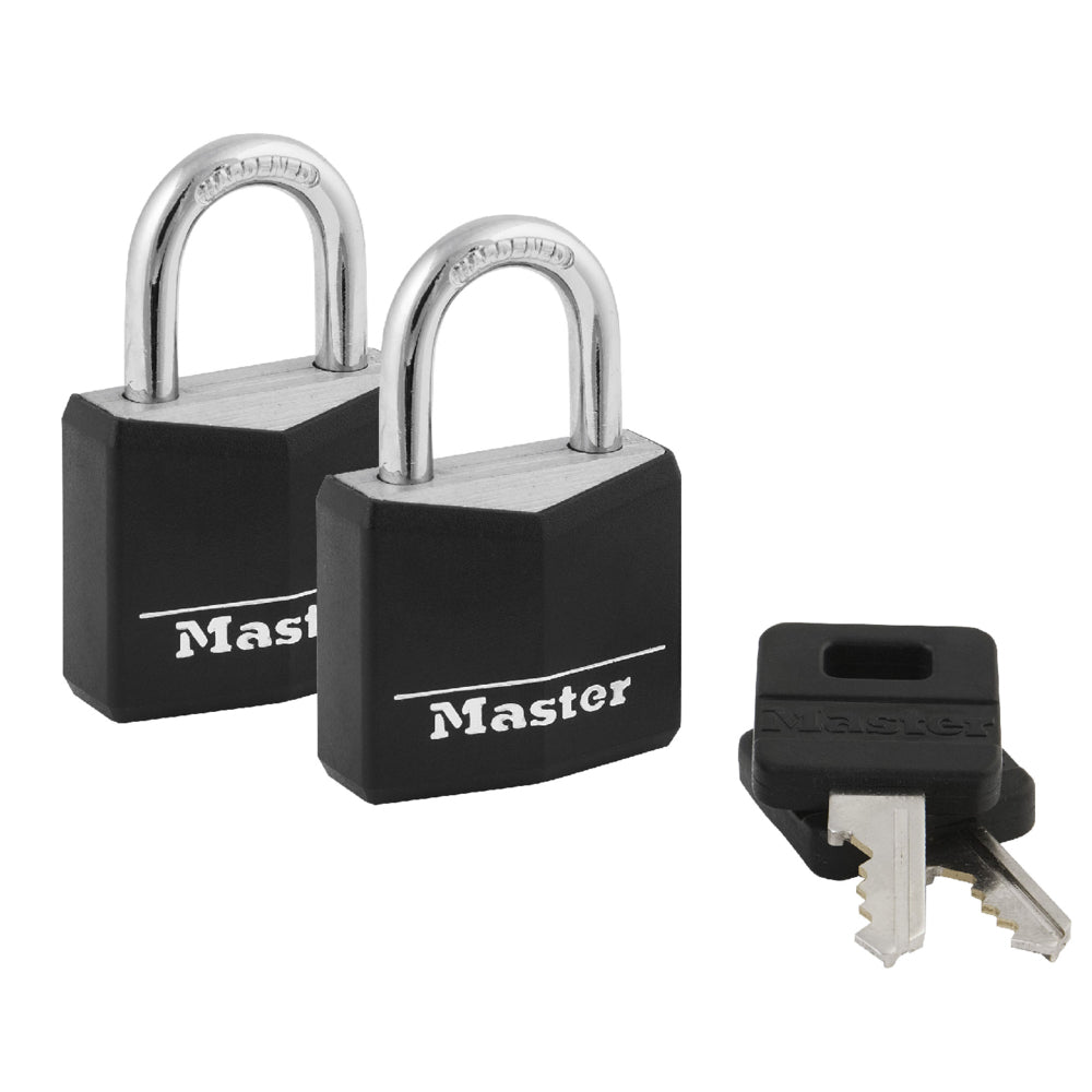 1-3/16in (30mm) Wide Covered Solid Body Padlock; 2-Pack