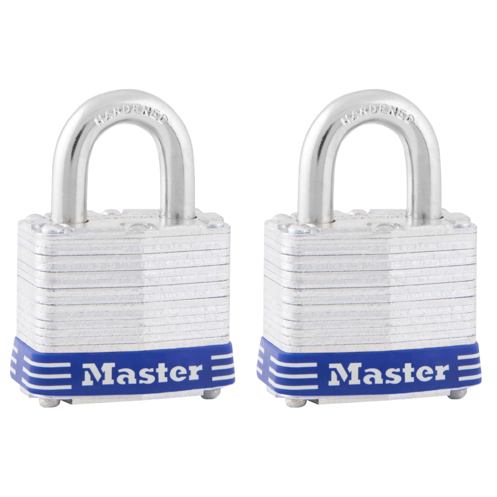 1-9/16in (40mm) Wide Laminated Steel Pin Tumbler Padlock; 2-Pack