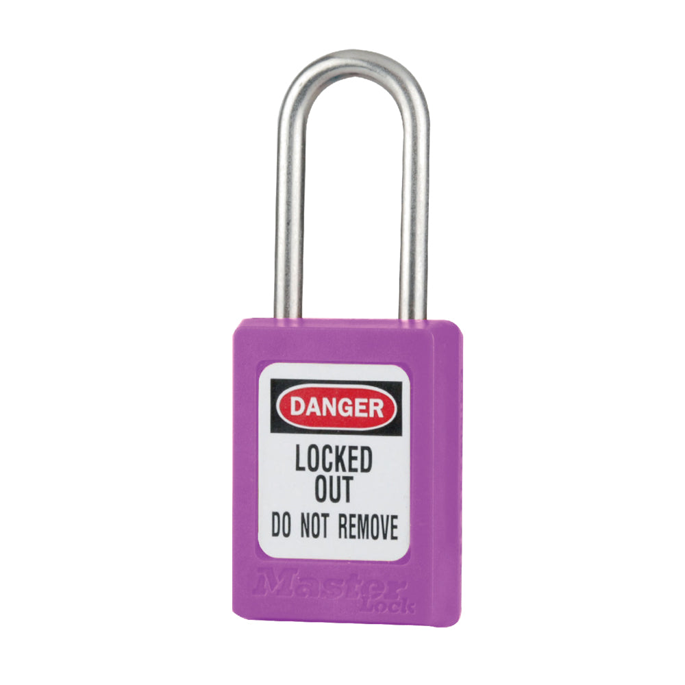 Purple Zenex™ Thermoplastic Safety Padlock, 1-3/8in (35mm) Wide with 1-1/2in (38mm) Tall Stainless Steel Shackle, Key Retaining