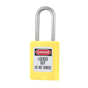 Yellow Zenex™ Thermoplastic Safety Padlock, 1-3/8in (35mm) Wide with 1-1/2in (38mm) Tall Stainless Steel Shackle, Key Retaining