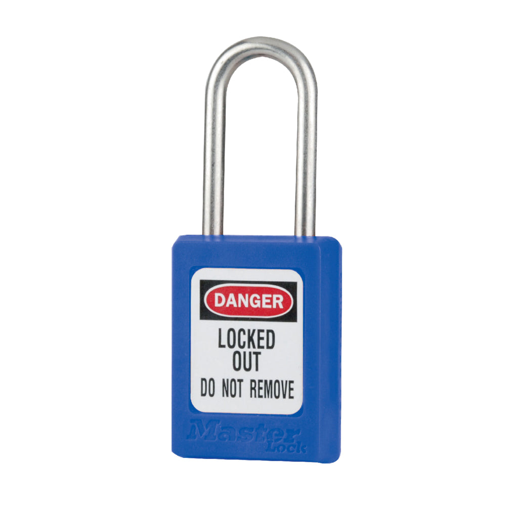 Blue Zenex™ Thermoplastic Safety Padlock, 1-3/8in (35mm) Wide with 1-1/2in (38mm) Tall Stainless Steel Shackle, Non-Key Retaining