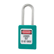 Teal Zenex™ Thermoplastic Safety Padlock, 1-3/8in (35mm) Wide with 1-1/2in (38mm) Tall Stainless Steel Shackle, Non-Key Retaining