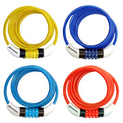 5ft (1.5m) x 1/4in (6mm) Diameter Standard Combination Cable Lock; Assorted Colors
