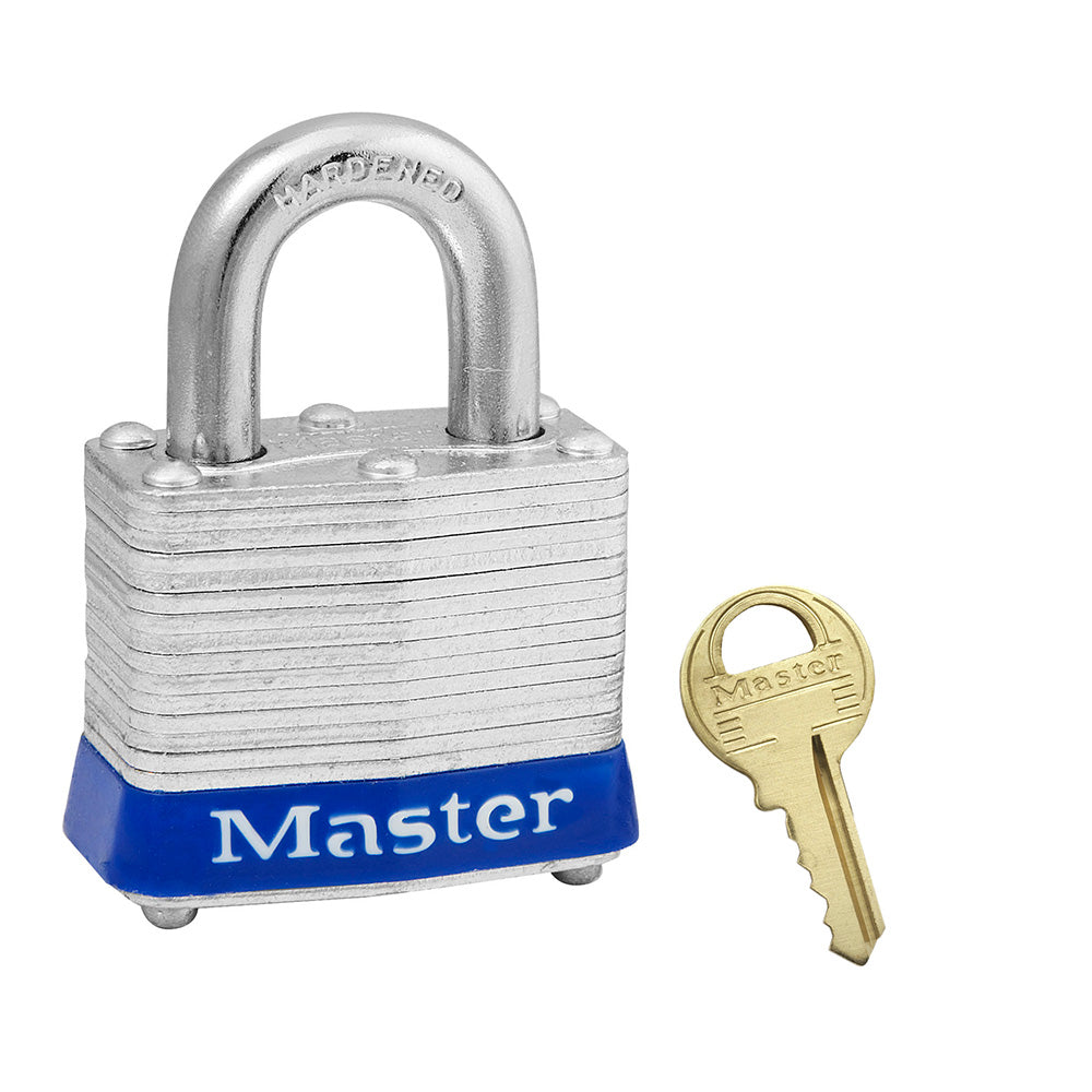 Blue Laminated Steel Safety Padlock, 1-9/16in (40mm) Wide with 3/4in (19mm) Tall Shackle, Keyed Alike