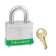 Green Laminated Steel Safety Padlock, 1-9/16in (40mm) Wide with 3/4in (19mm) Tall Shackle, Keyed Alike