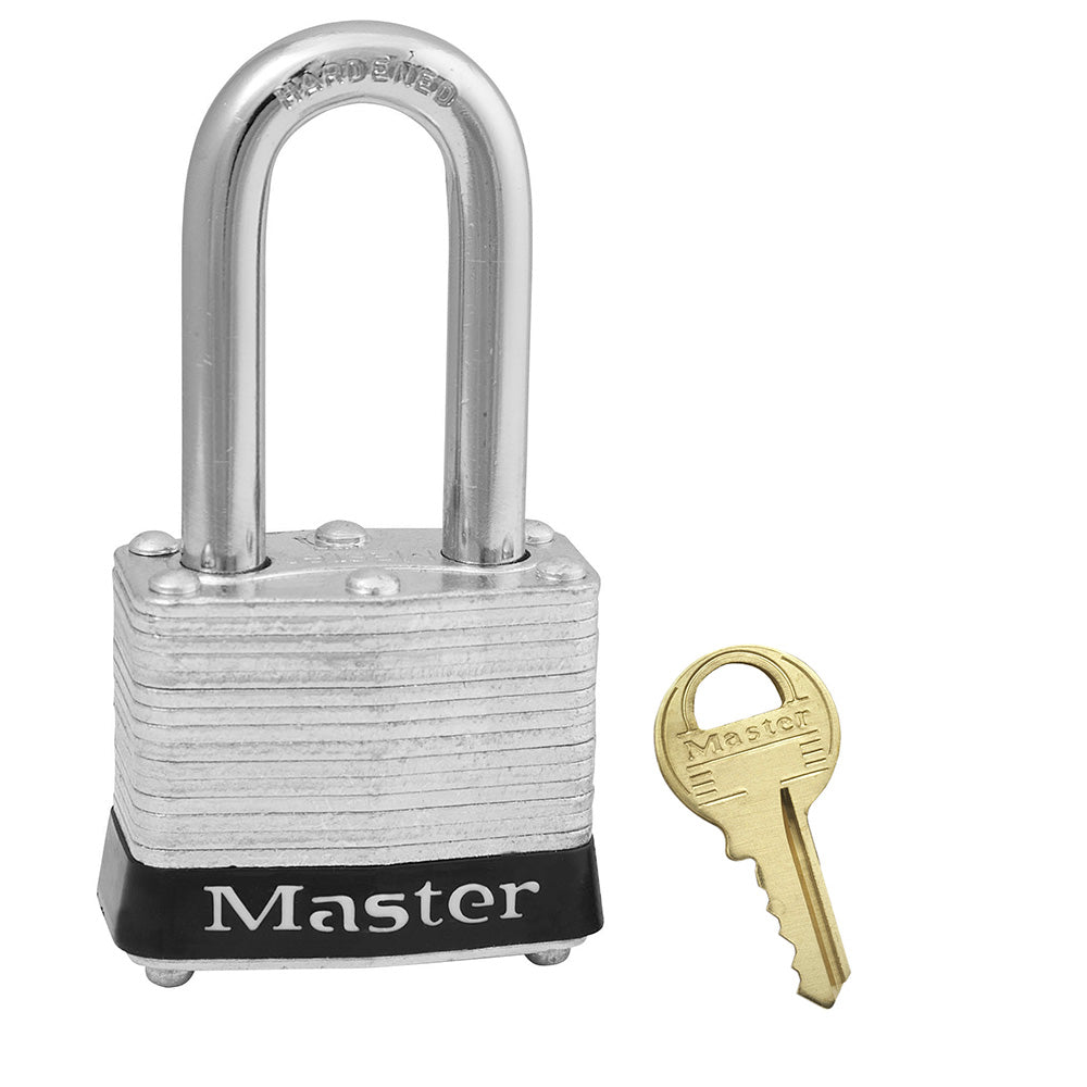 Black Laminated Steel Safety Padlock, 1-9/16in (40mm) Wide with 1-1/2in (38mm) Tall Shackle, Keyed Alike