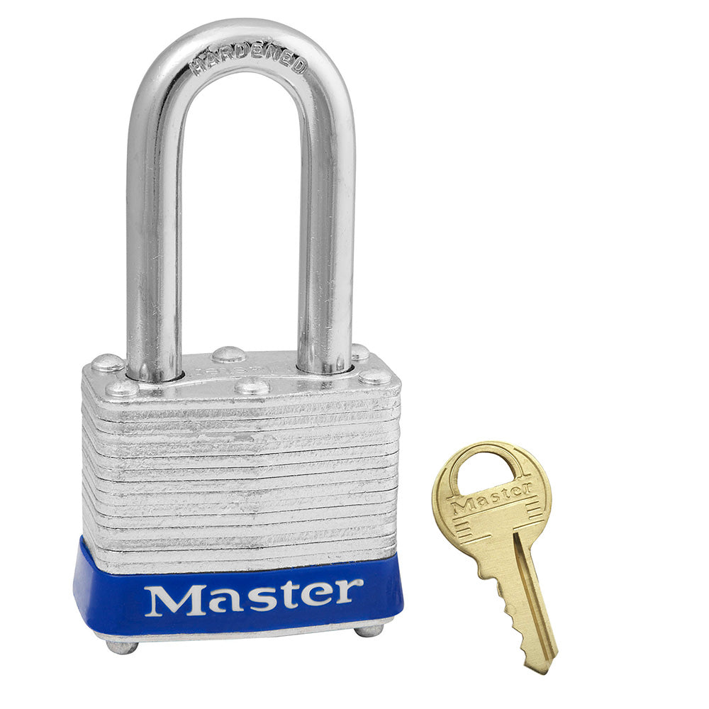Blue Laminated Steel Safety Padlock, 1-9/16in (40mm) Wide with 1-1/2in (38mm) Tall Shackle, Keyed Alike