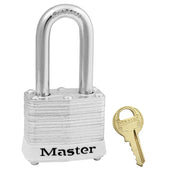 White Laminated Steel Safety Padlock, 1-9/16in (40mm) Wide with 1-1/2in (38mm) Tall Shackle, Keyed Alike