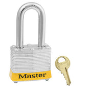 Yellow Laminated Steel Safety Padlock, 1-9/16in (40mm) Wide with 1-1/2in (38mm) Tall Shackle, Keyed Alike