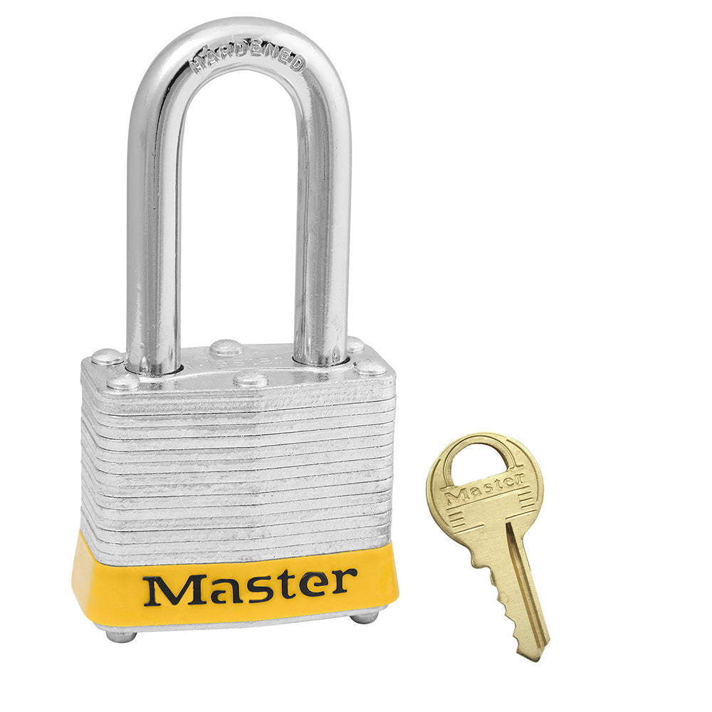 Yellow Laminated Steel Safety Padlock, 1-9/16in (40mm) Wide with 1-1/2in (38mm) Tall Shackle