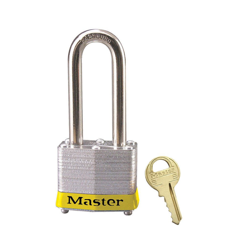 Yellow Laminated Steel Safety Padlock, 1-9/16in (40mm) Wide with 2in (51mm) Tall Shackle, Keyed Alike