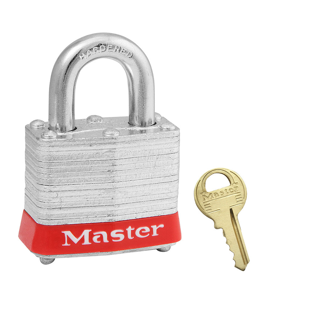 Red Laminated Steel Safety Padlock, 1-9/16in (40mm) Wide with 3/4in (19mm) Tall Shackle, Keyed Alike