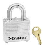 White Laminated Steel Safety Padlock, 1-9/16in (40mm) Wide with 3/4in (19mm) Tall Shackle, Keyed Alike