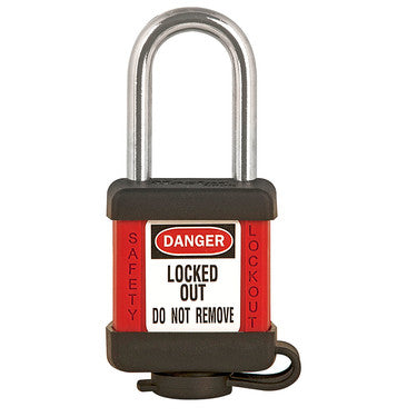 Black Laminated Steel Safety Padlock, 1-9/16in (40mm) Wide with 1-1/2in (38mm) Tall Shackle