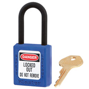 Blue Dielectric Zenex™ Thermoplastic Safety Padlock, 1-1/2in (38mm) Wide with 1-1/2in (38mm) Tall Nylon Shackle, Keyed Alike