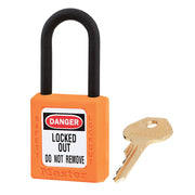 Orange Dielectric Zenex™ Thermoplastic Safety Padlock, 1-1/2in (38mm) Wide with 1-1/2in (38mm) Tall Nylon Shackle, Keyed Alike