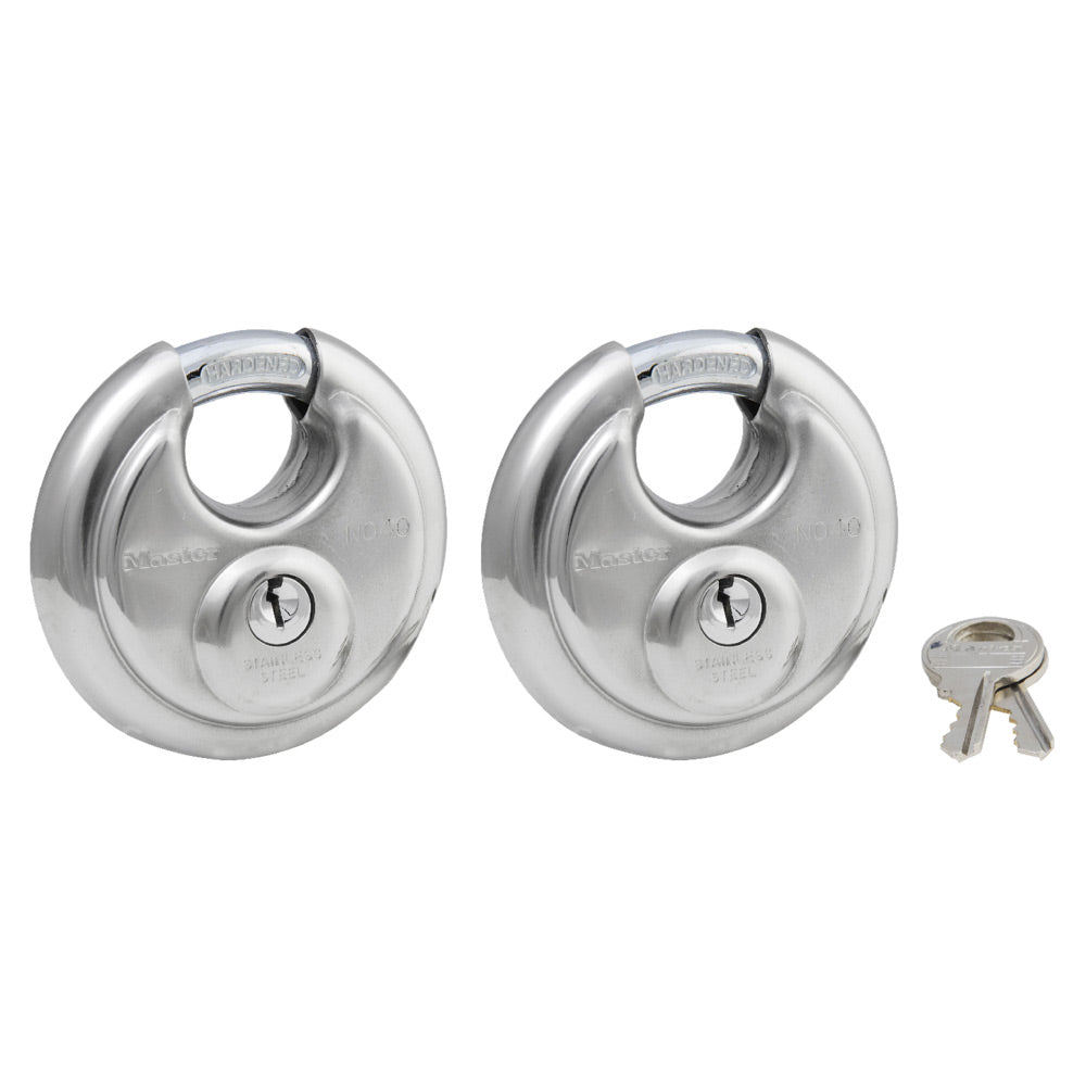 2-3/4in (70mm) wide stainless steel shrouded padlock, 2-pack