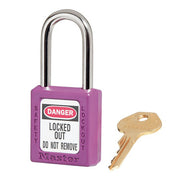 Purple Zenex™ Thermoplastic Safety Padlock, 1-1/2in (38mm) Wide with 1-1/2in (38mm) Tall Shackle, Master Keyed W417 Cylinder
