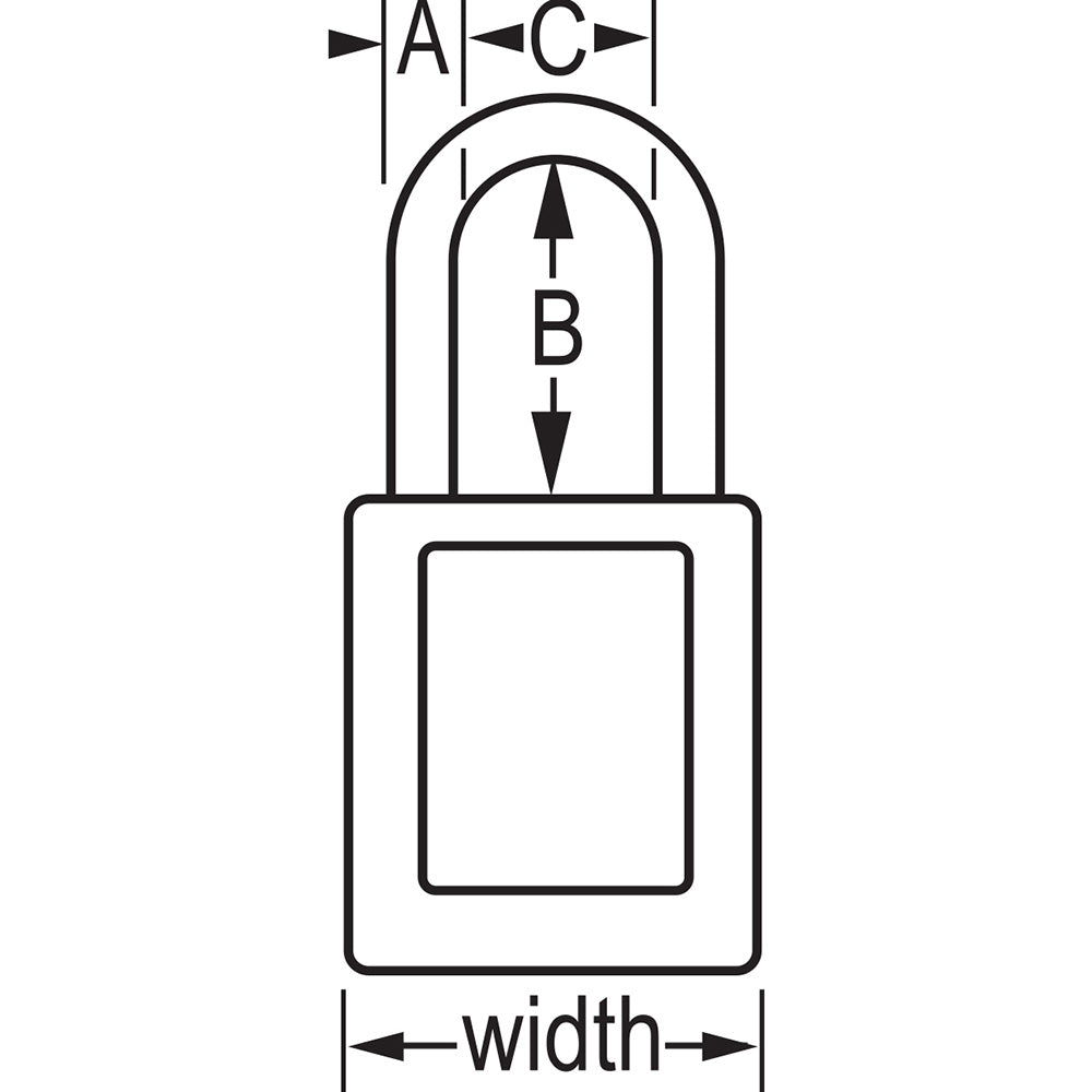 Blue Zenex™ Thermoplastic Safety Padlock, 1-1/2in (38mm) Wide with 3in (76mm) Shackle, Keyed Alike