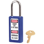 Blue Zenex™ Thermoplastic Safety Padlock, 1-1/2in (38mm) Wide with 1-1/2in (38mm) Tall Shackle, Keyed Alike