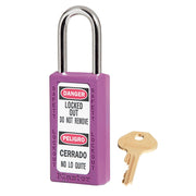Purple Zenex™ Thermoplastic Safety Padlock, 1-1/2in (38mm) Wide with 1-1/2in (38mm) Tall Shackle, Keyed Alike