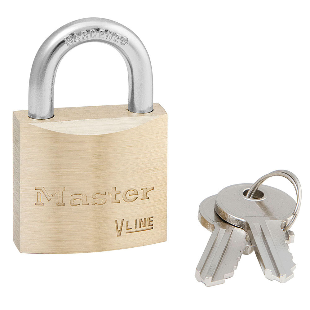 1-1/8in (29mm) Wide V-Line Brass Padlock, Keyed Alike