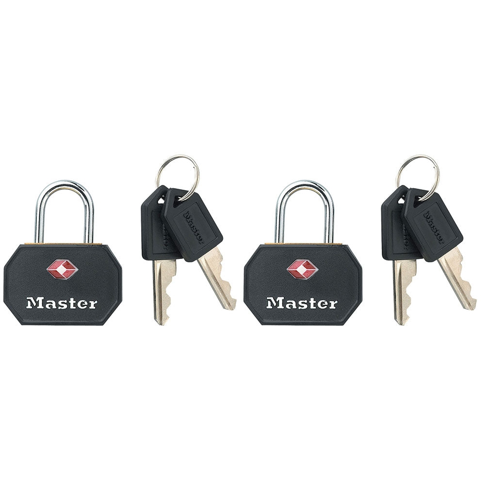 1-1/4in (32mm) Wide Solid Metal TSA-Approved Luggage Lock; Black; 2-Pack