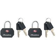 1-1/4in (32mm) Wide Solid Metal TSA-Approved Luggage Lock; Black; 2-Pack