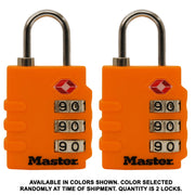1-3/8in (35mm) Wide Set Your Own Combination TSA-Approved Luggage Lock; Assorted Colors; 2-Pack