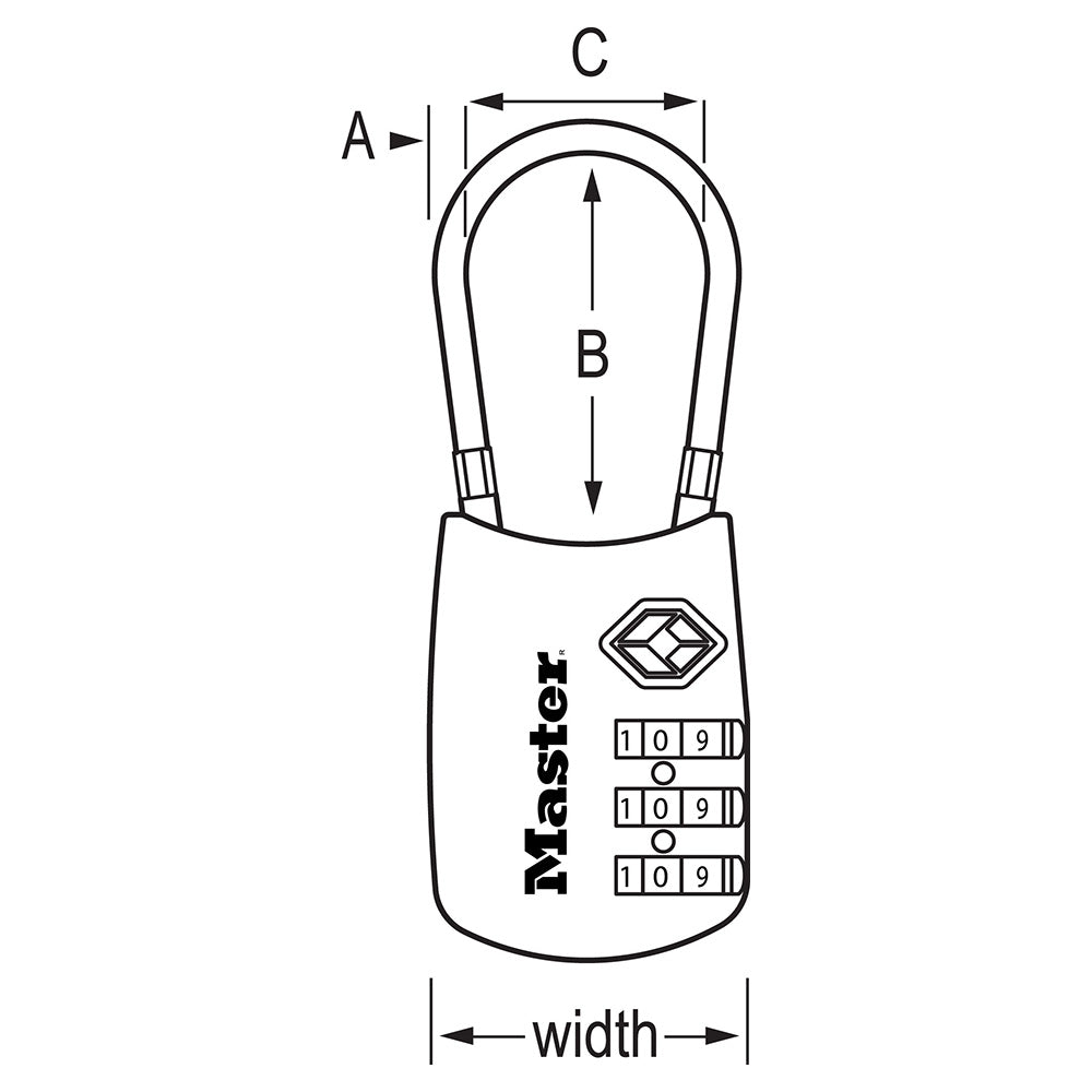 1-3/16in (30mm) Wide Set Your Own Combination TSA-Approved Luggage Lock with Flexible Shackle; Assorted Colors