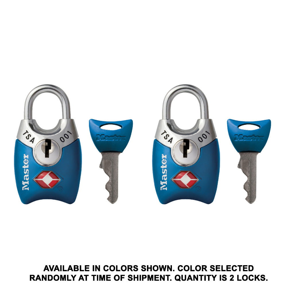1in (25mm) Wide TSA-Approved Luggage Lock with Shrouded Shackle; Assorted Colors; 2-Pack