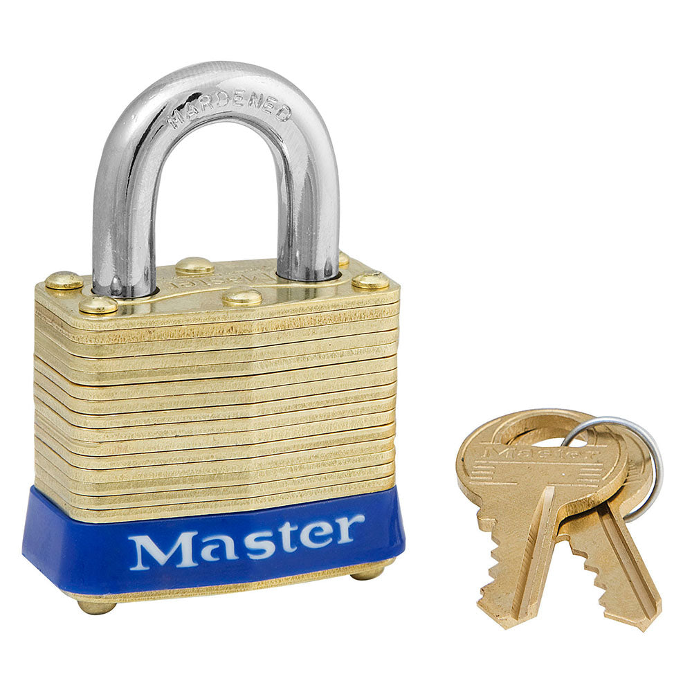 1-9/16in (40mm) Wide Laminated Brass Pin Tumbler Padlock, Keyed Alike