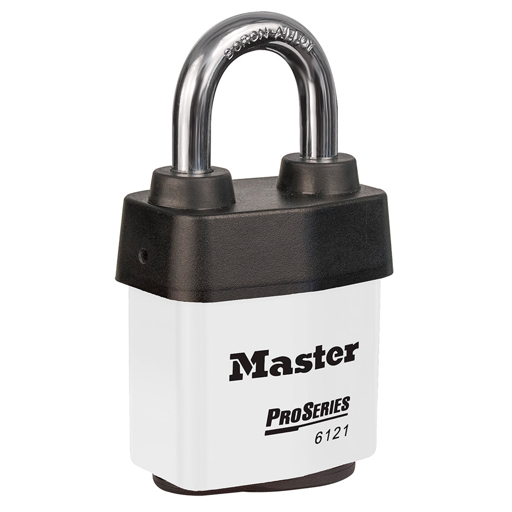 2-1/8in (54mm) Wide ProSeries® Weather Tough® Laminated Steel Rekeyable Pin Tumbler Padlock, White