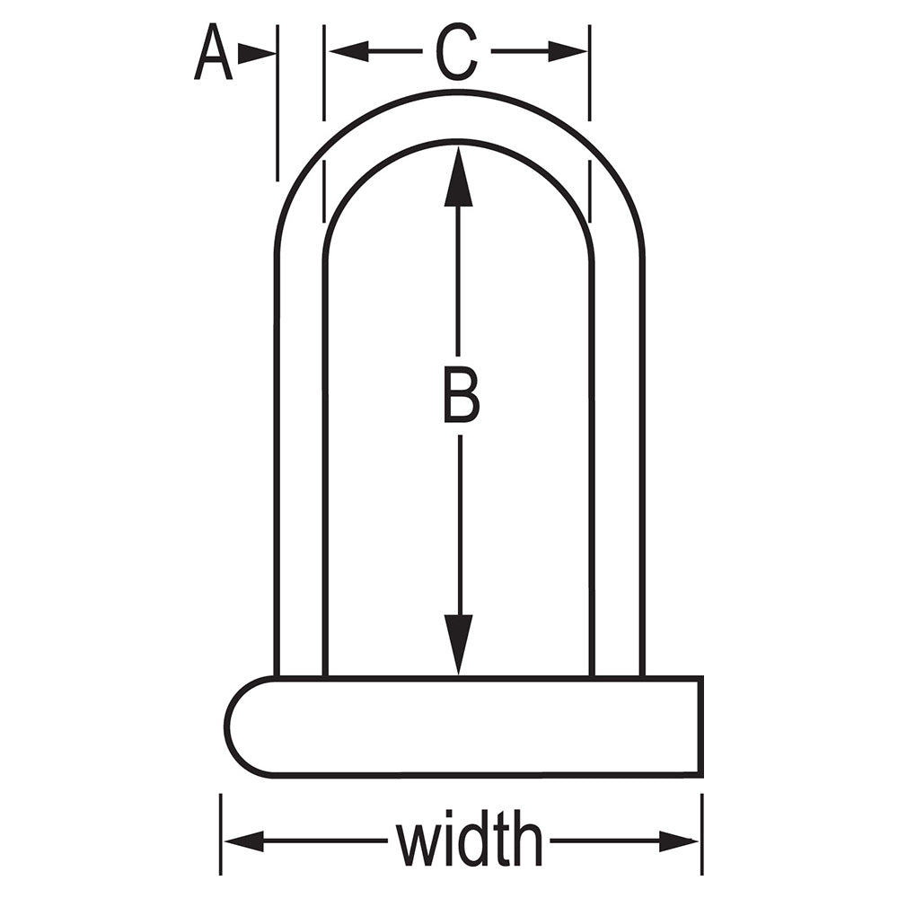 6-1/8in (15cm) Wide Hardened Steel U-Lock with 8in (20cm) Shackle Clearance