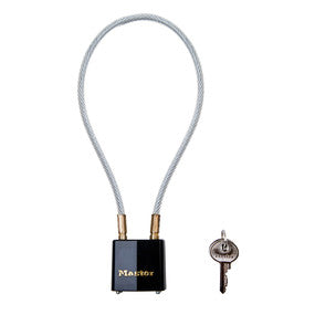 14in (36cm) Steel Cable Gun Lock with 1-5/16in (33mm) Wide Laminated Steel Body Padlock; Keyed Different