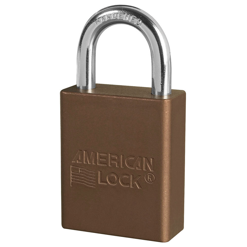 Brown Anodized Aluminum Safety Padlock, 1-1/2in (38mm) Wide with 1in (25mm) Tall Shackle, 6-pin Cylinder