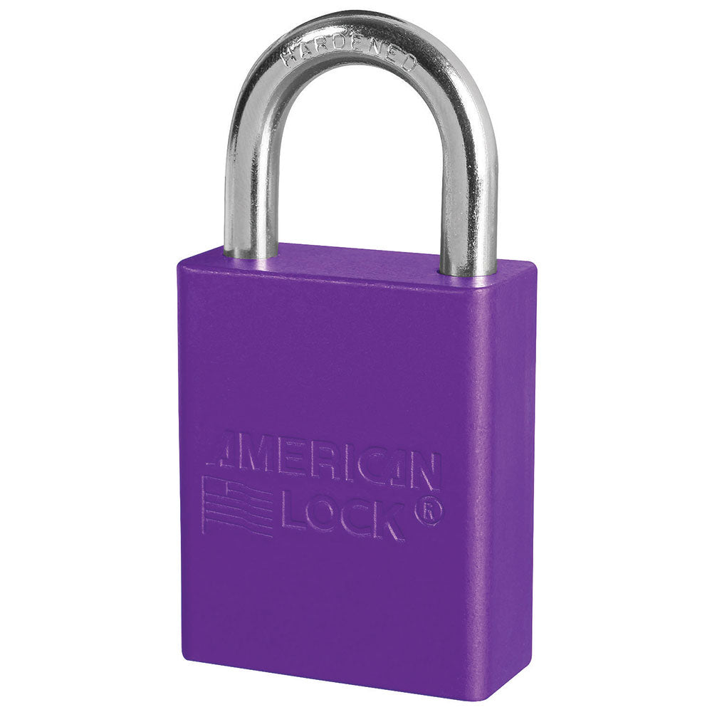 Purple Anodized Aluminum Safety Padlock, 1-1/2in (38mm) Wide with 1in (25mm) Tall Shackle, 6-pin Cylinder