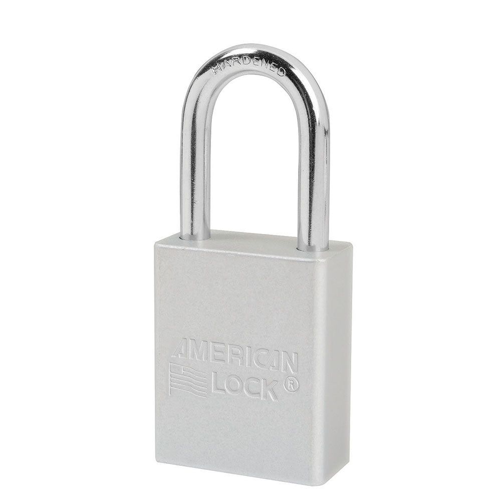 Silver Anodized Aluminum Safety Padlock, 1-1/2in (38mm) Wide with 1-1/2in (38mm) Tall Shackle, 6-pin Cylinder