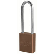 Brown Anodized Aluminum Safety Padlock, 1-1/2in (38mm) Wide with 3in (76mm) Tall Shackle, 6-pin Cylinder