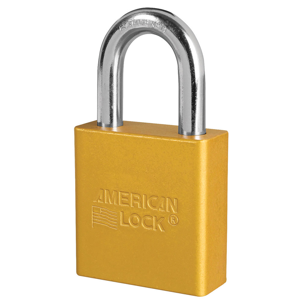 1-3/4in (44mm) Yellow Solid Aluminum Rekeyable Pin Tumbler Padlock, Keyed Alike