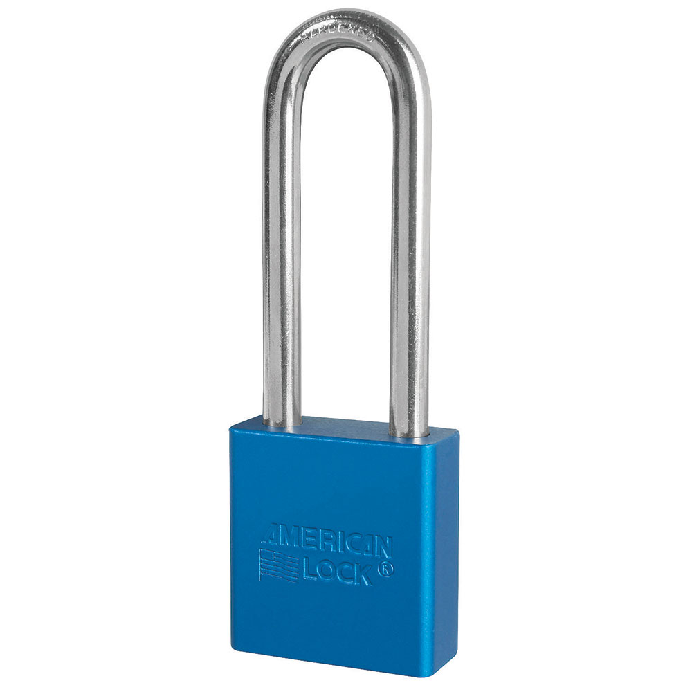 1-3/4in (44mm) Blue Solid Aluminum Rekeyable Pin Tumbler Padlock with 3in (76mm) Shackle, Keyed Alike