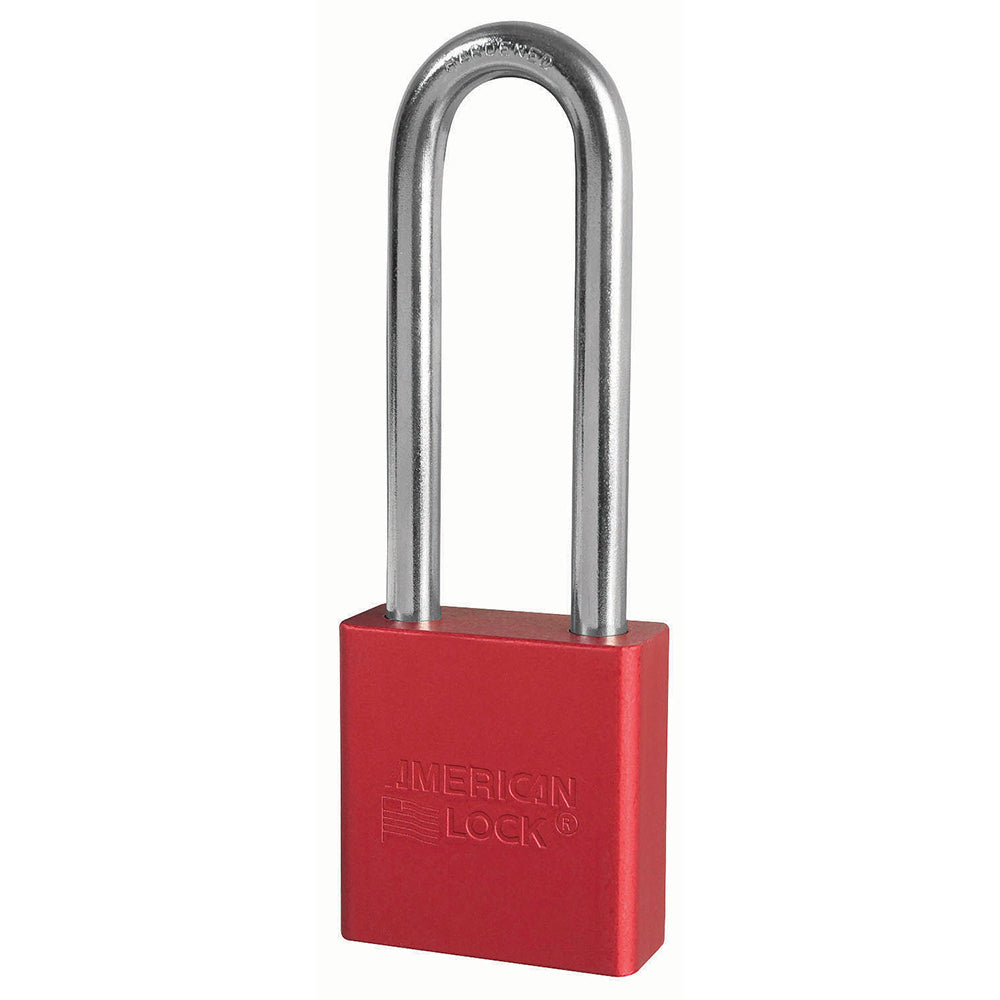 1-3/4in (44mm) Red Solid Aluminum Rekeyable Pin Tumbler Padlock with 3in (76mm) Shackle, Keyed Alike