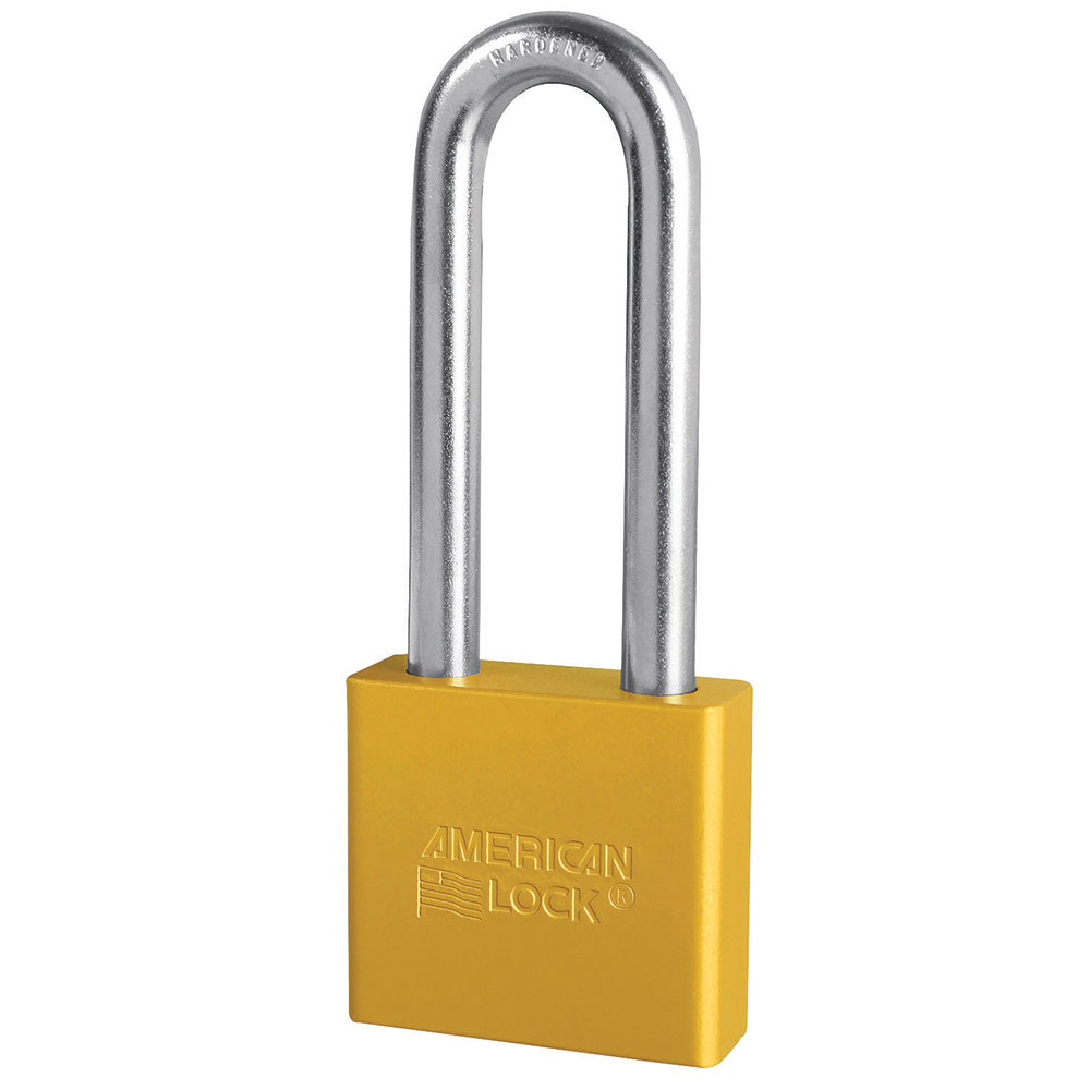 2in (51mm) Yellow Solid Aluminum Rekeyable Pin Tumbler Padlock with 3in (76mm) Shackle
